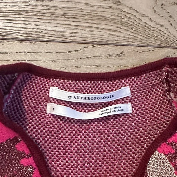 By Anthropologie Pink Patterned Women's Mock neck Sweater with sparkle - Picture 3 of 5